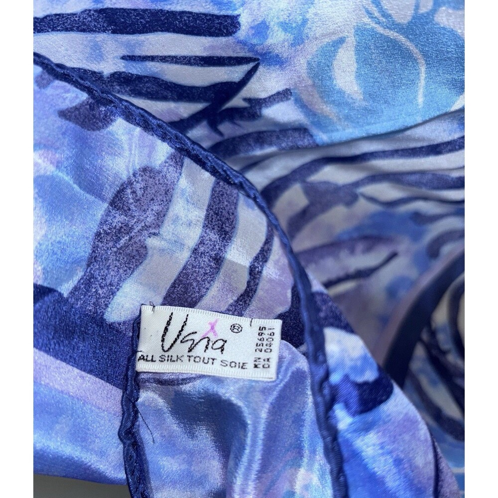 Vintage Vera Square Silk Scarf Blue Violet Gray Seashells - Picture 2 of 5